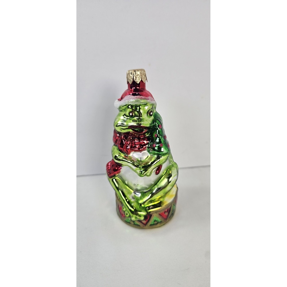 Christopher Radko Royal‎ Ribbit Frog Prince Glass Ornament 4x2